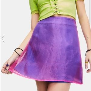 Dolls Kill (Delia’s) purple and pink metallic mini skirt